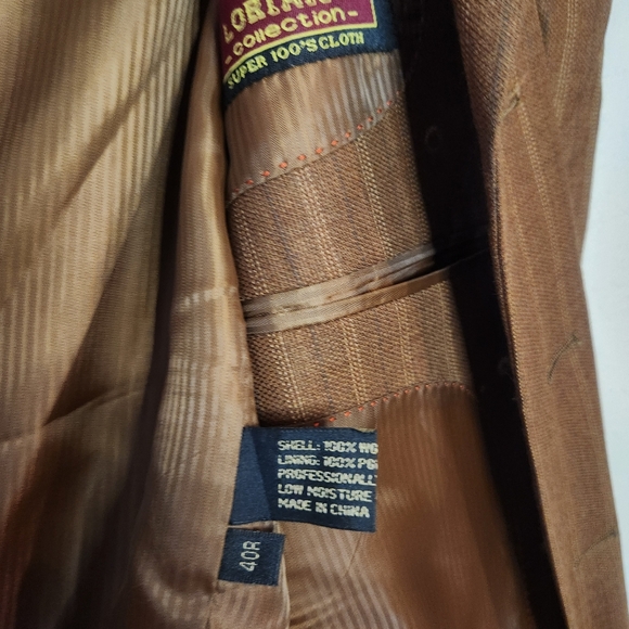 Loriano Collection Super 100's Cloth Brown Pinstripe Blazer 40R - Picture 7 of 10